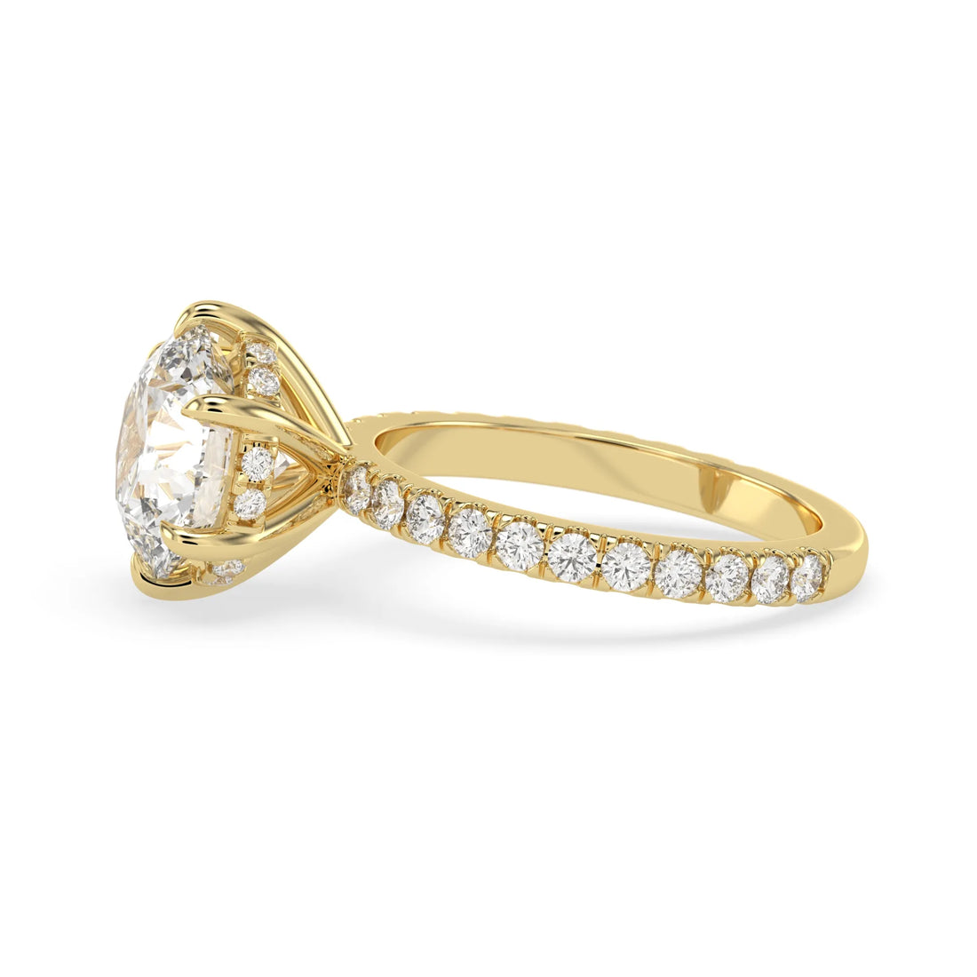 OctaPearl 4 ct Round Hidden Halo Lab Grown Diamond Pavé Engagement Ring