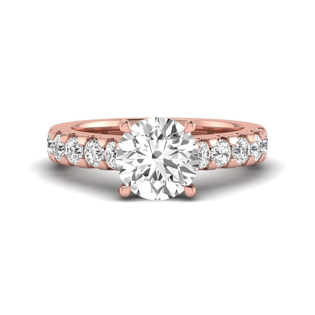 OctaPearl 2.5 ct Round Cut Lab Grown Diamond Pave Engagement Ring