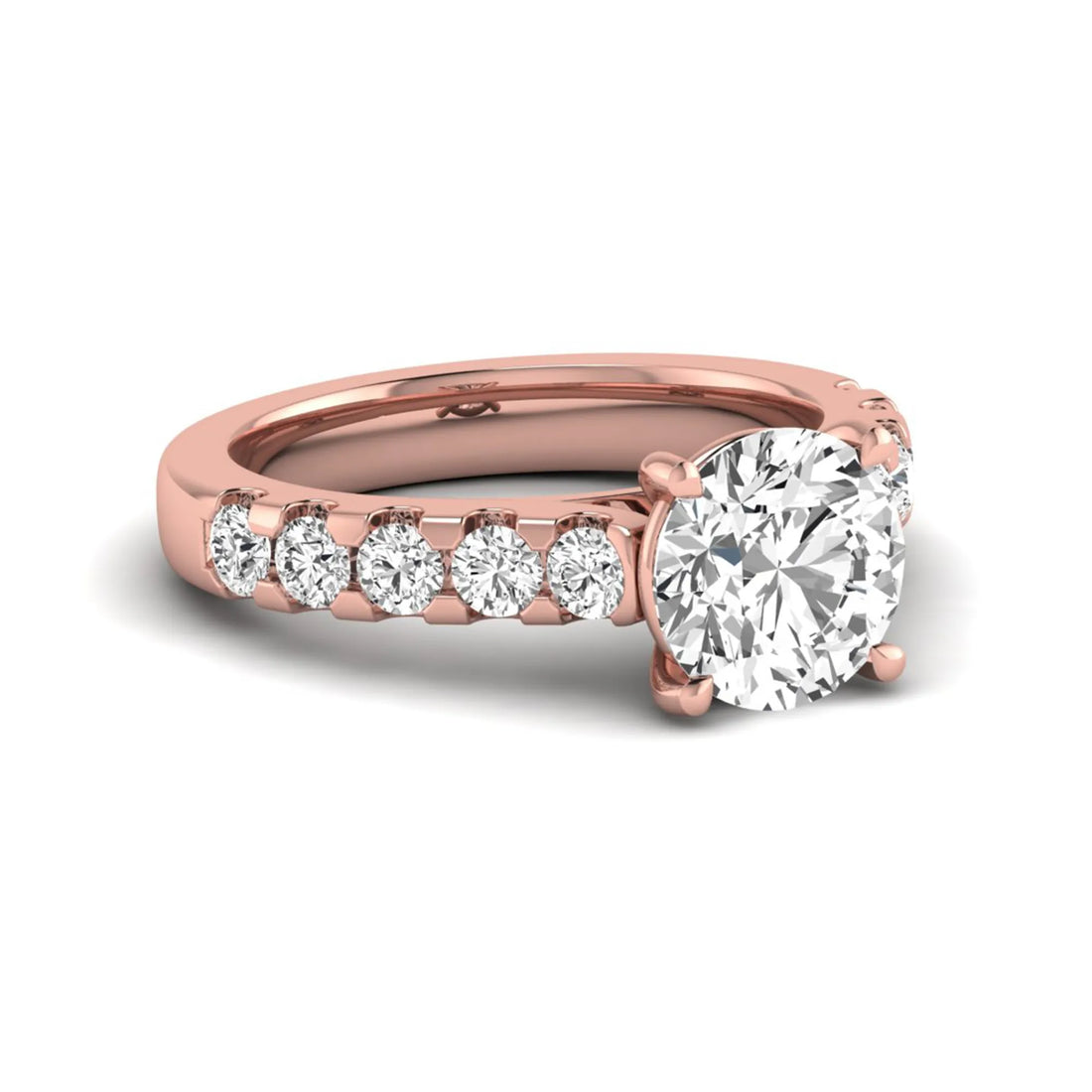 OctaPearl 2.5 ct Round Cut Lab Grown Diamond Pave Engagement Ring