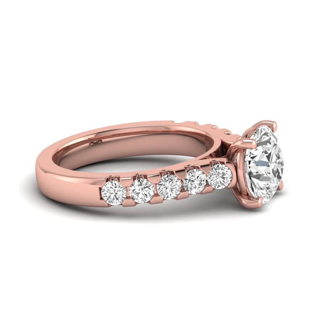 OctaPearl 2.5 ct Round Cut Lab Grown Diamond Pave Engagement Ring