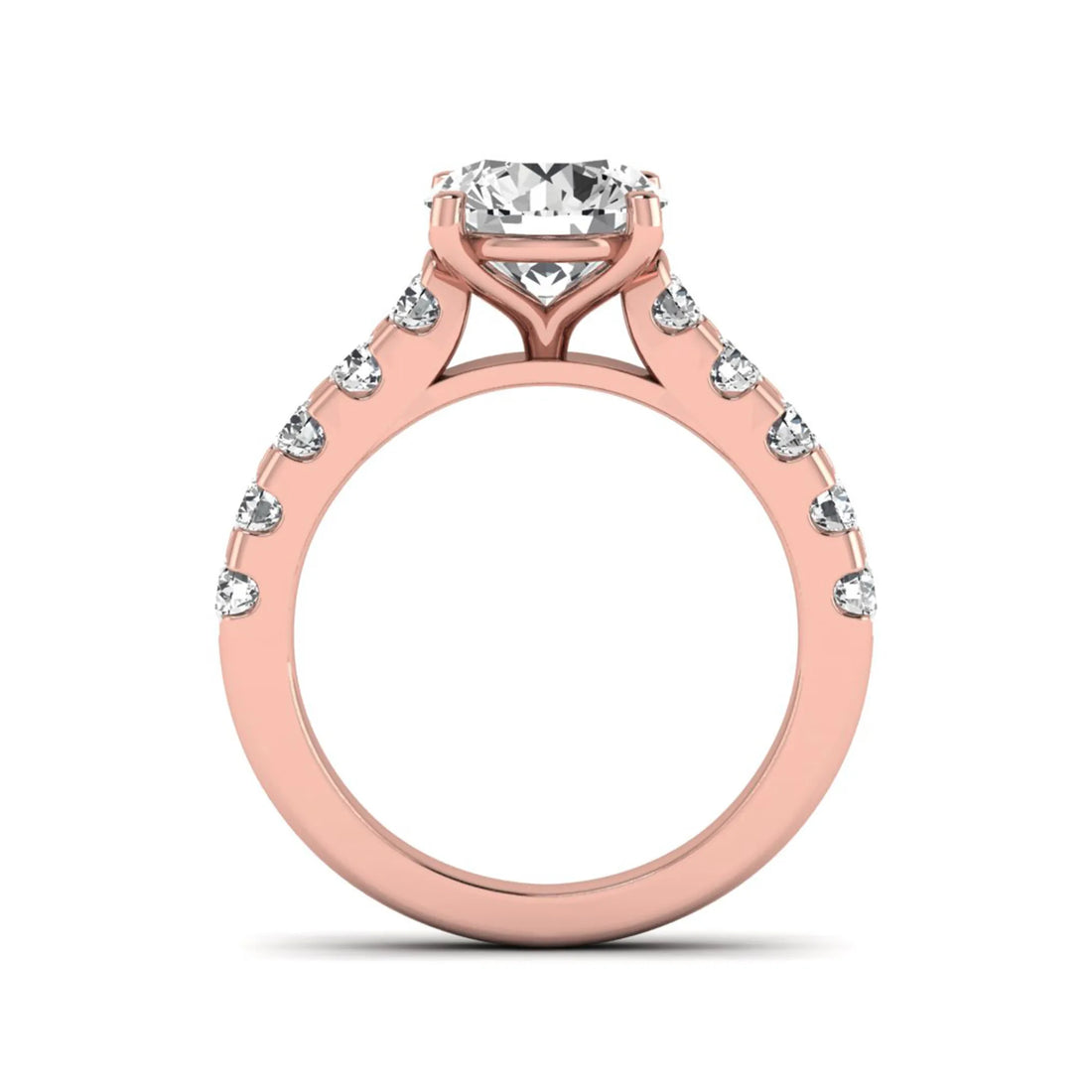 OctaPearl 2.5 ct Round Cut Lab Grown Diamond Pave Engagement Ring