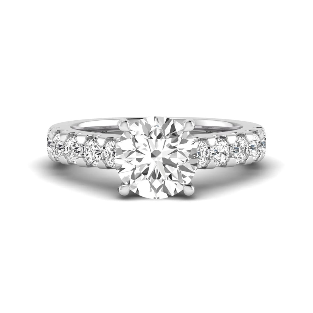 OctaPearl 2.5 ct Round Cut Lab Grown Diamond Pave Engagement Ring