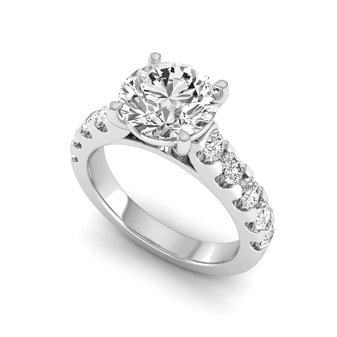 OctaPearl 2.5 ct Round Cut Lab Grown Diamond Pave Engagement Ring
