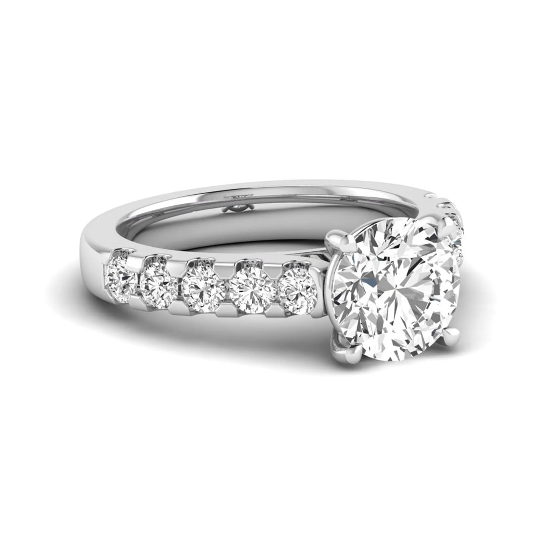 OctaPearl 2.5 ct Round Cut Lab Grown Diamond Pave Engagement Ring