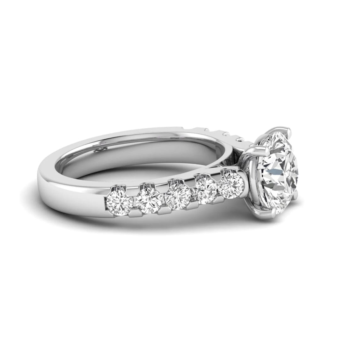 OctaPearl 2.5 ct Round Cut Lab Grown Diamond Pave Engagement Ring