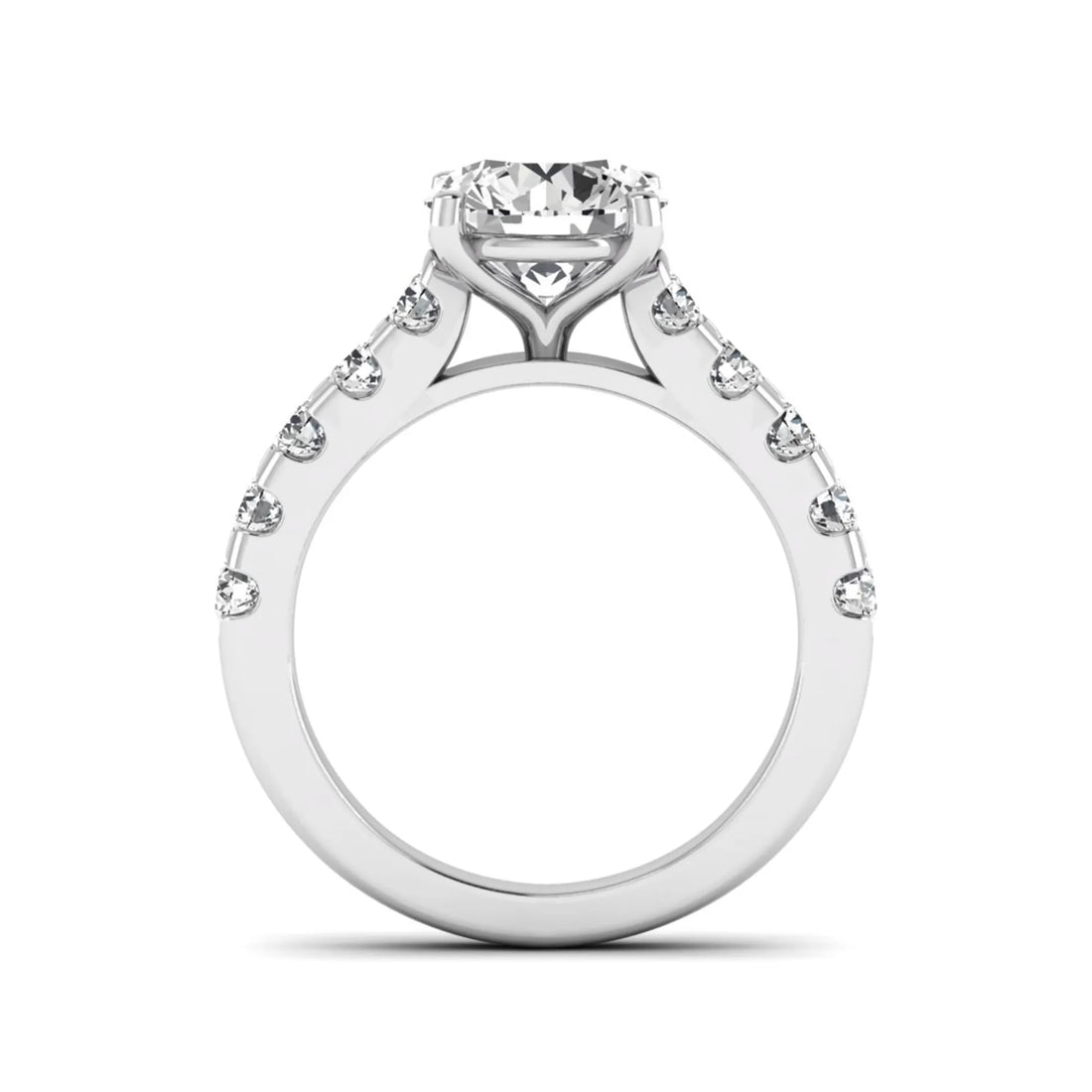 OctaPearl 2.5 ct Round Cut Lab Grown Diamond Pave Engagement Ring