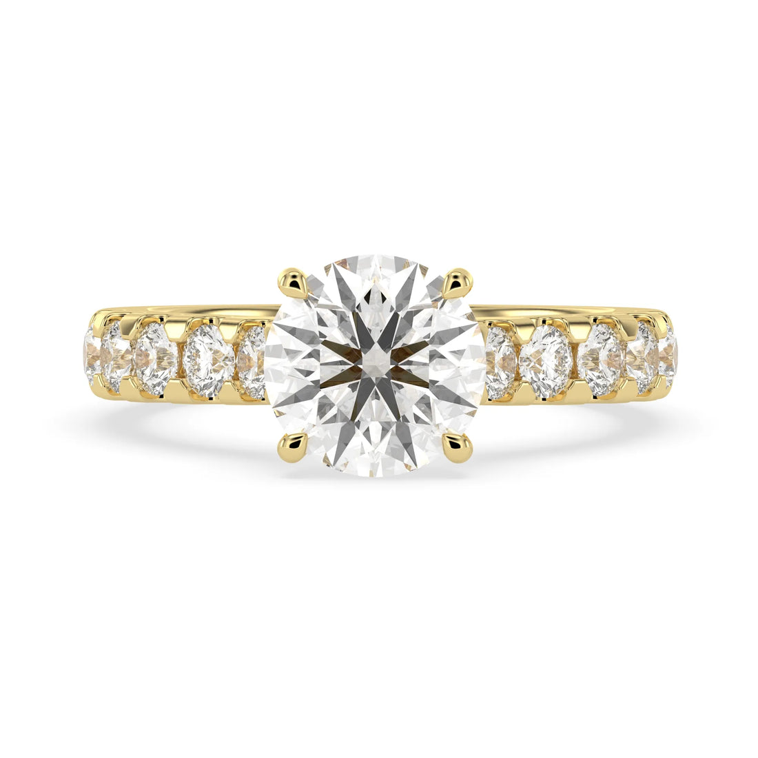 OctaPearl 2.5 ct Round Cut Lab Grown Diamond Pave Engagement Ring