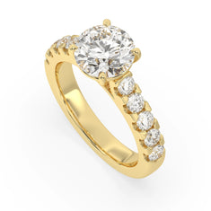 OctaPearl 2.5 ct Round Cut Lab Grown Diamond Pave Engagement Ring - alternate view