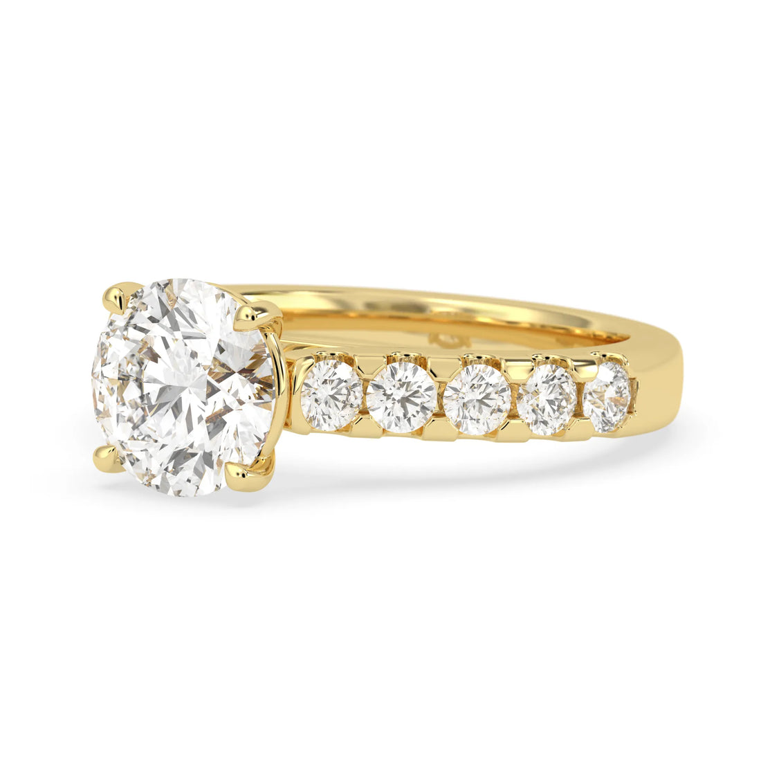 OctaPearl 2.5 ct Round Cut Lab Grown Diamond Pave Engagement Ring