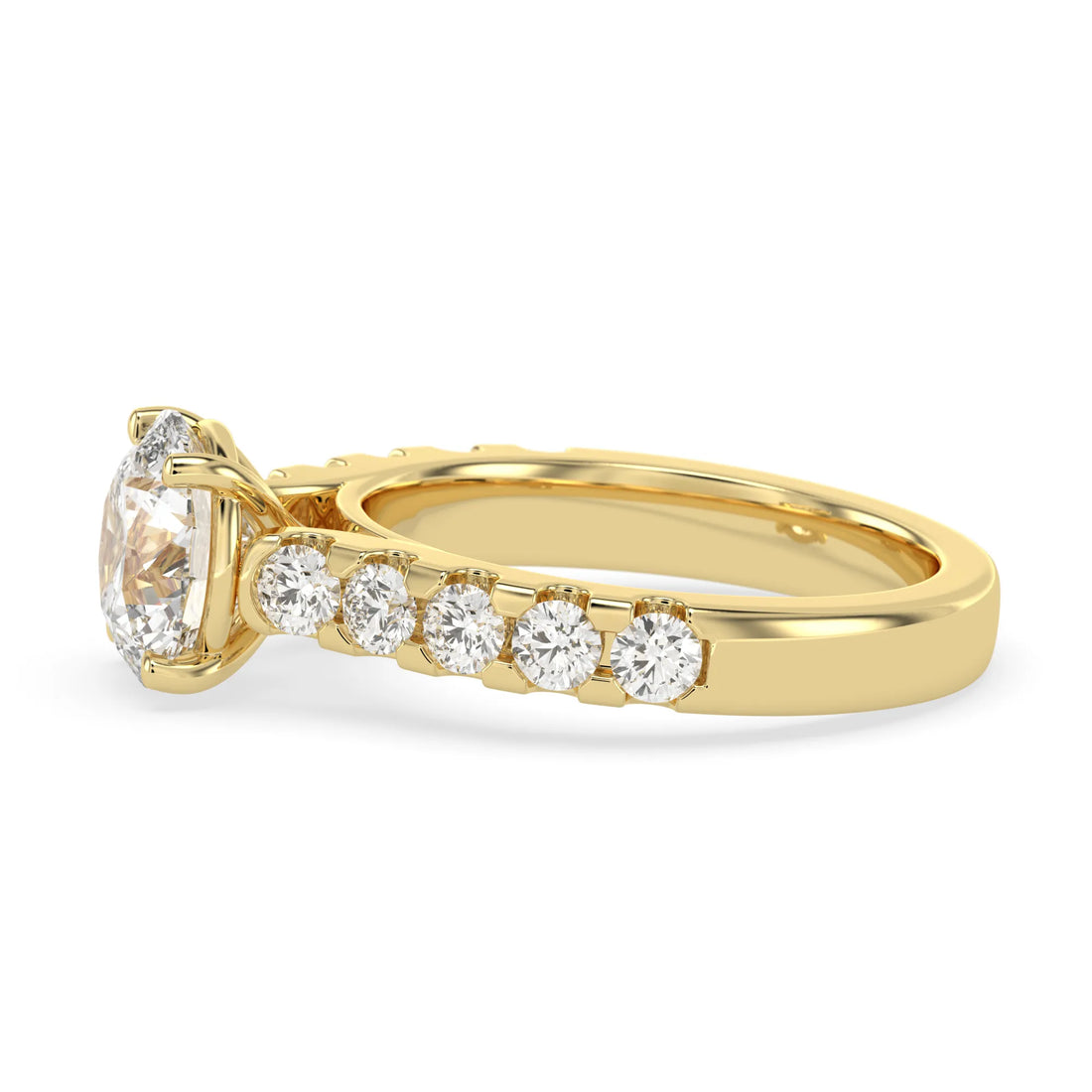 OctaPearl 2.5 ct Round Cut Lab Grown Diamond Pave Engagement Ring