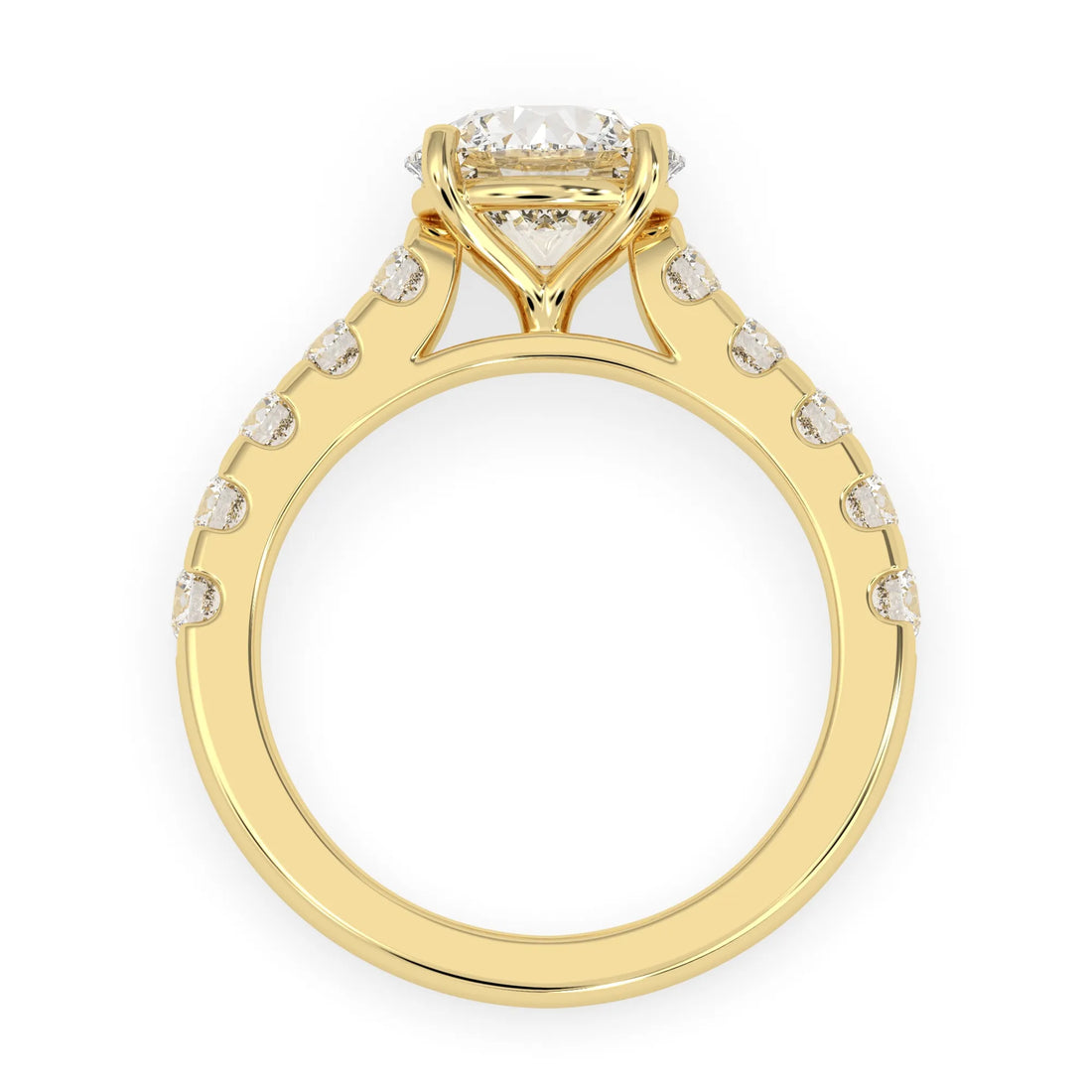 OctaPearl 2.5 ct Round Cut Lab Grown Diamond Pave Engagement Ring