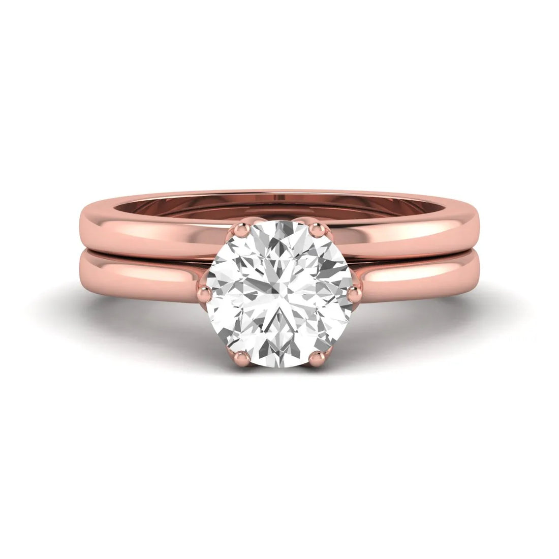 OctaPearl 1.5 ct Round Solitaire Lab Grown Diamond Bridal Ring Set