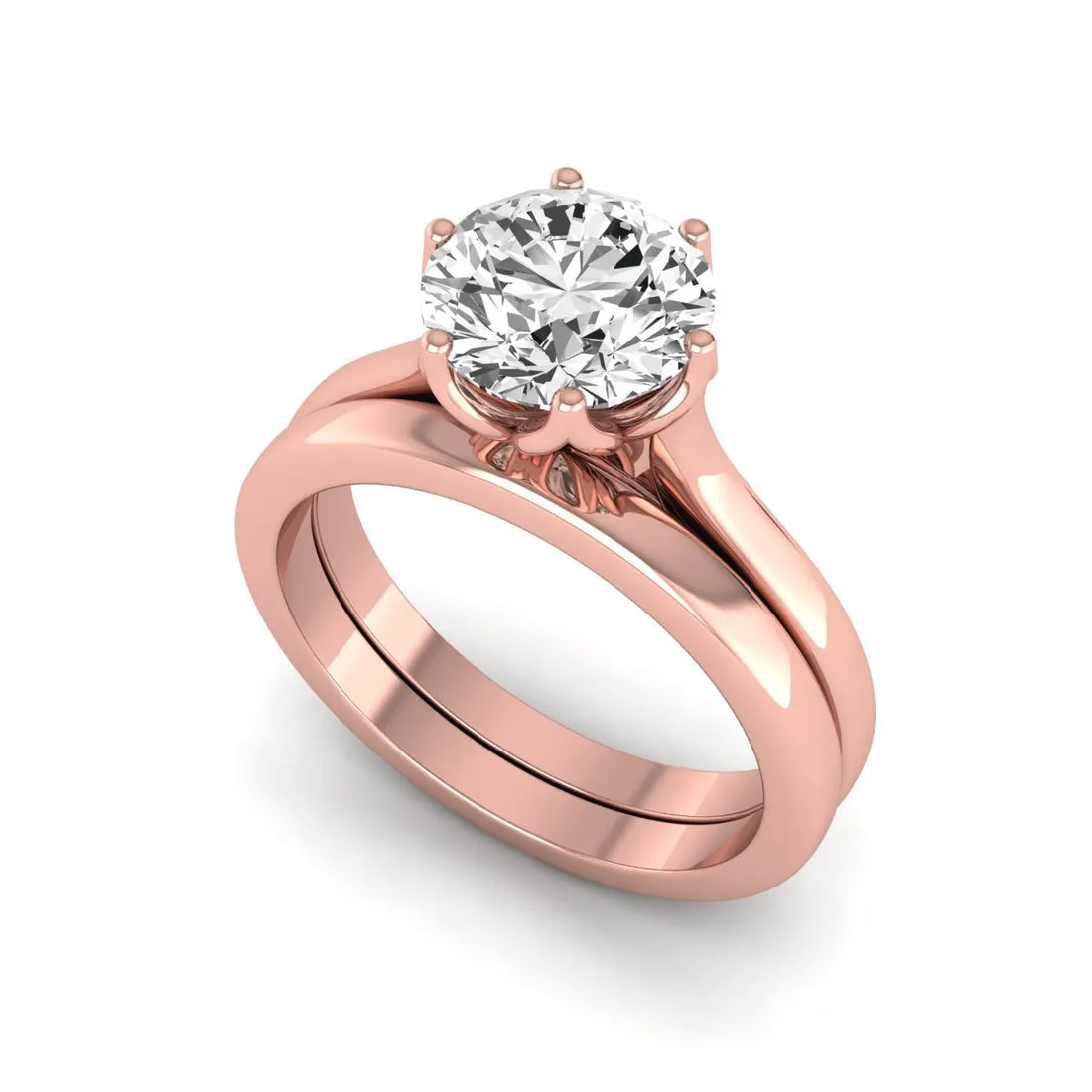 OctaPearl 1.5 ct Round Solitaire Lab Grown Diamond Bridal Ring Set