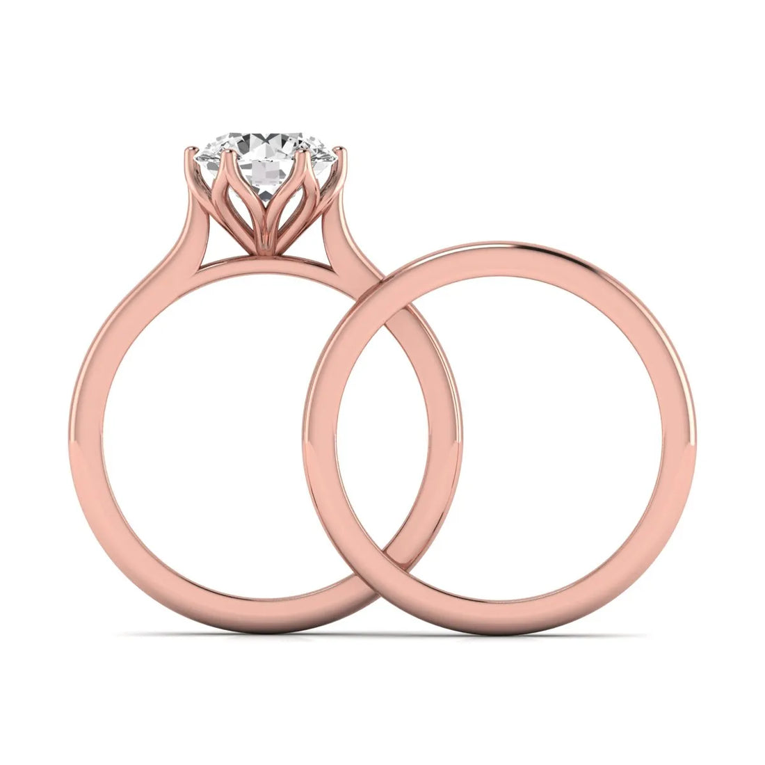 OctaPearl 1.5 ct Round Solitaire Lab Grown Diamond Bridal Ring Set