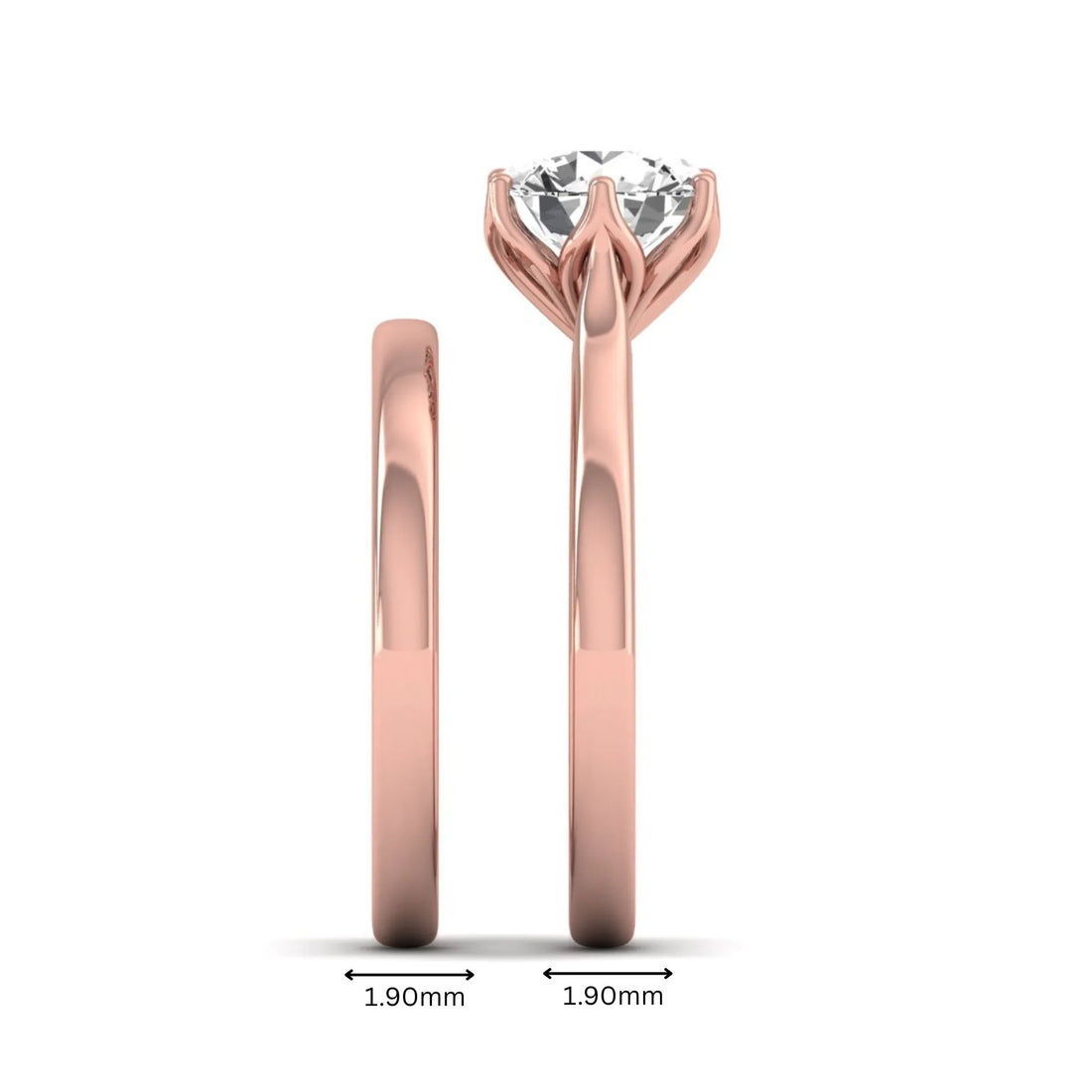 OctaPearl 1.5 ct Round Solitaire Lab Grown Diamond Bridal Ring Set
