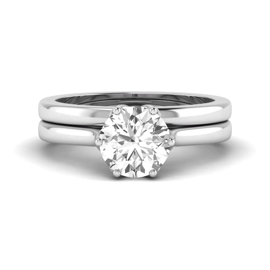 OctaPearl 1.5 ct Round Solitaire Lab Grown Diamond Bridal Ring Set