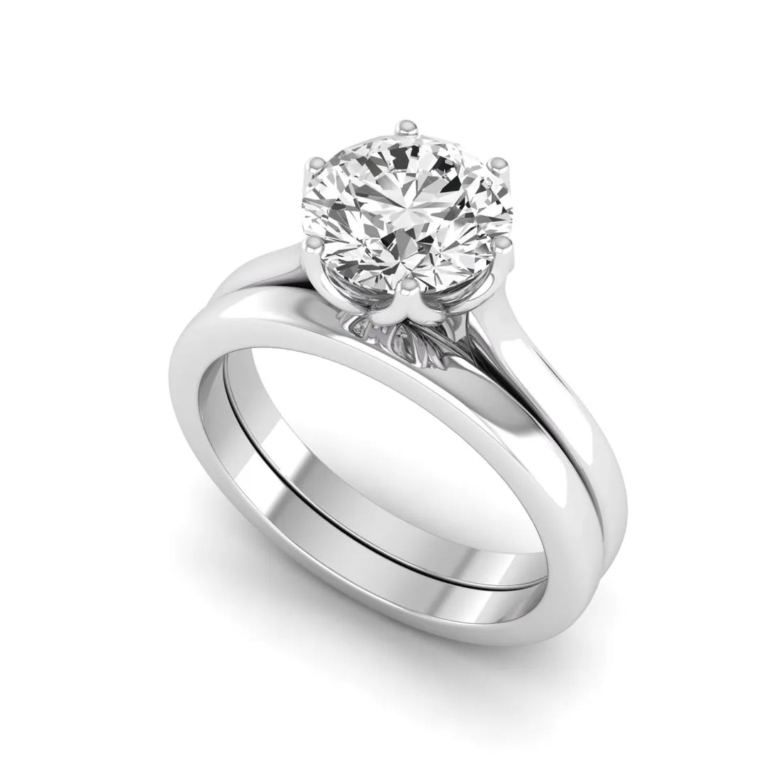 OctaPearl 1.5 ct Round Solitaire Lab Grown Diamond Bridal Ring Set