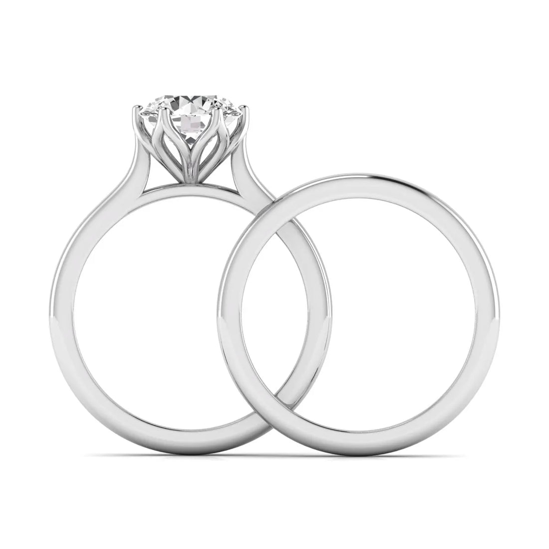 OctaPearl 1.5 ct Round Solitaire Lab Grown Diamond Bridal Ring Set