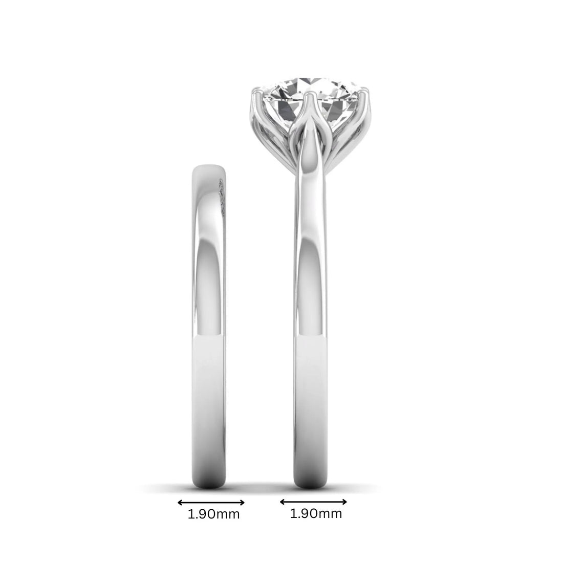 OctaPearl 1.5 ct Round Solitaire Lab Grown Diamond Bridal Ring Set