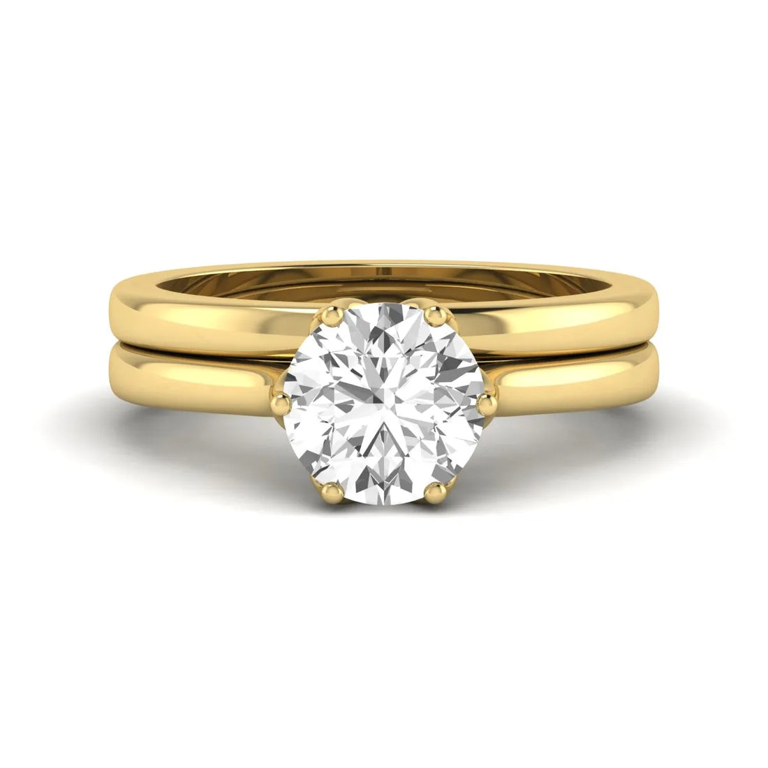 OctaPearl 1.5 ct Round Solitaire Lab Grown Diamond Bridal Ring Set