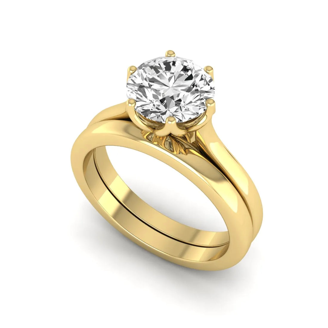 OctaPearl 1.5 ct Round Solitaire Lab Grown Diamond Bridal Ring Set