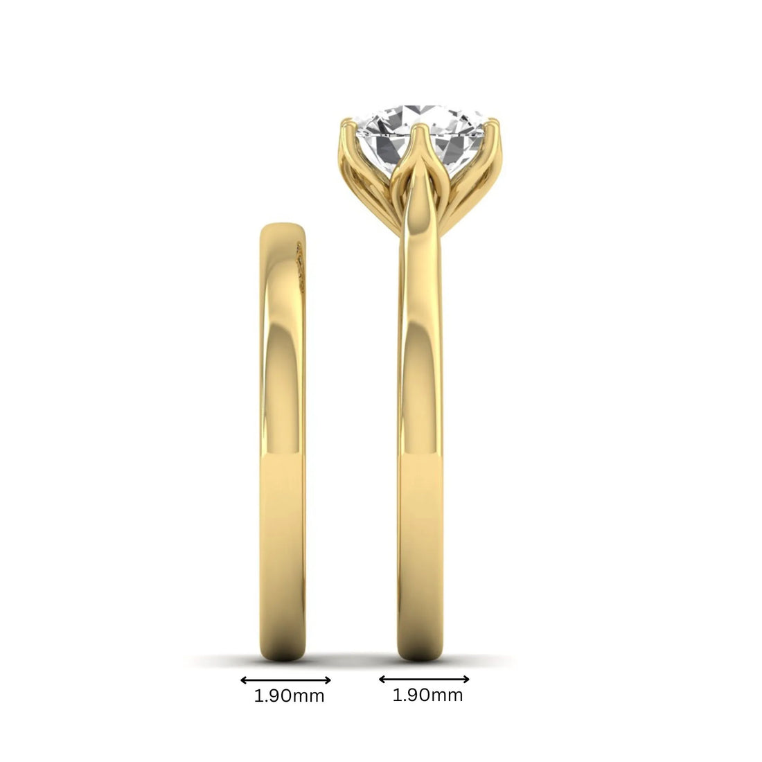 OctaPearl 1.5 ct Round Solitaire Lab Grown Diamond Bridal Ring Set