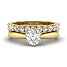 OctaPearl 1 ct Round Cut Lab Grown Diamond Pave Wedding Bridal Ring Set