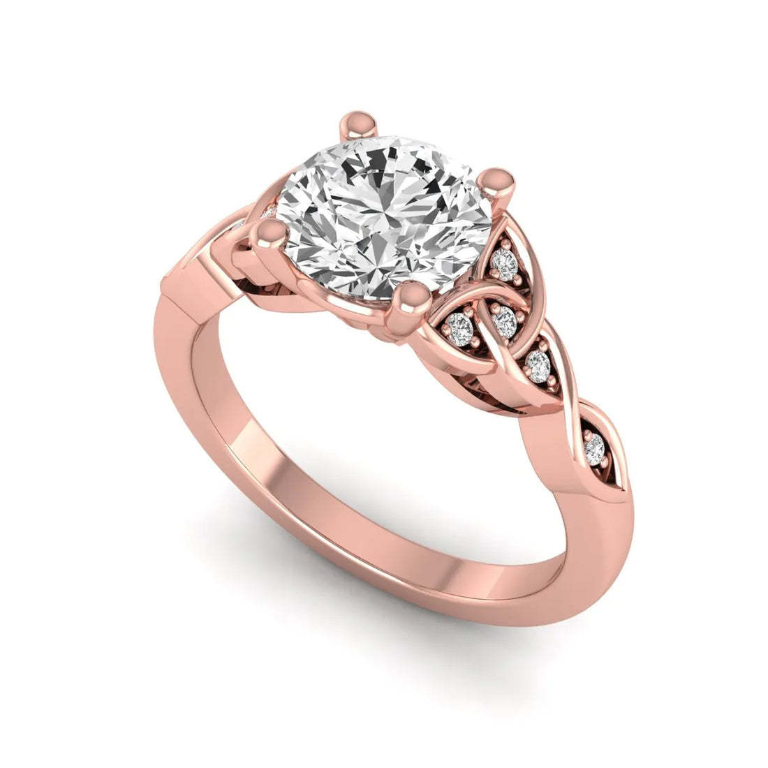 OctaPearl 1.5 ct Round Solitaire Lab Grown Diamond Celtic Knot Engagement Ring