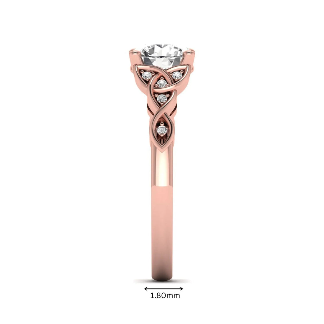 OctaPearl 1.5 ct Round Solitaire Lab Grown Diamond Celtic Knot Engagement Ring
