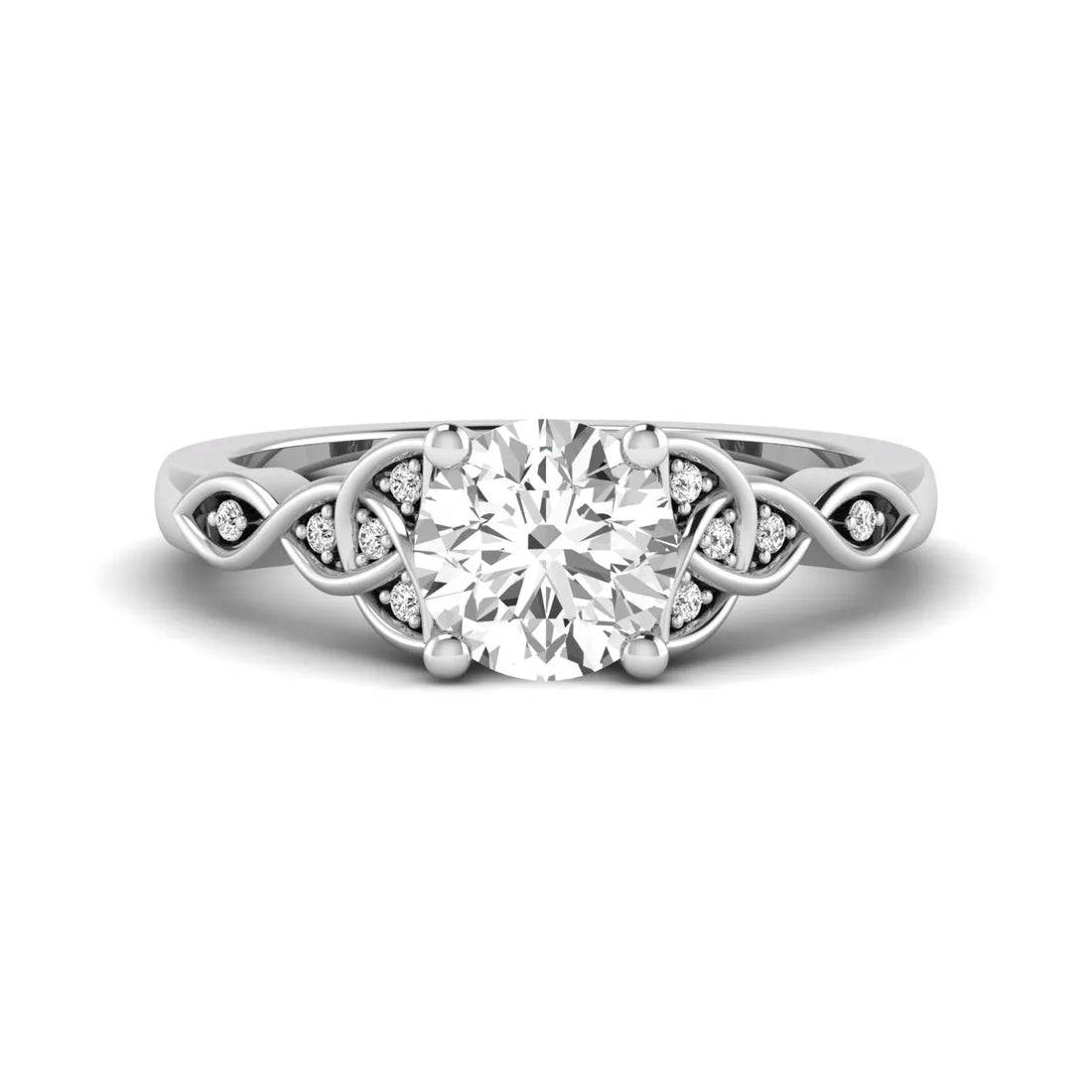 OctaPearl 1.5 ct Round Solitaire Lab Grown Diamond Celtic Knot Engagement Ring