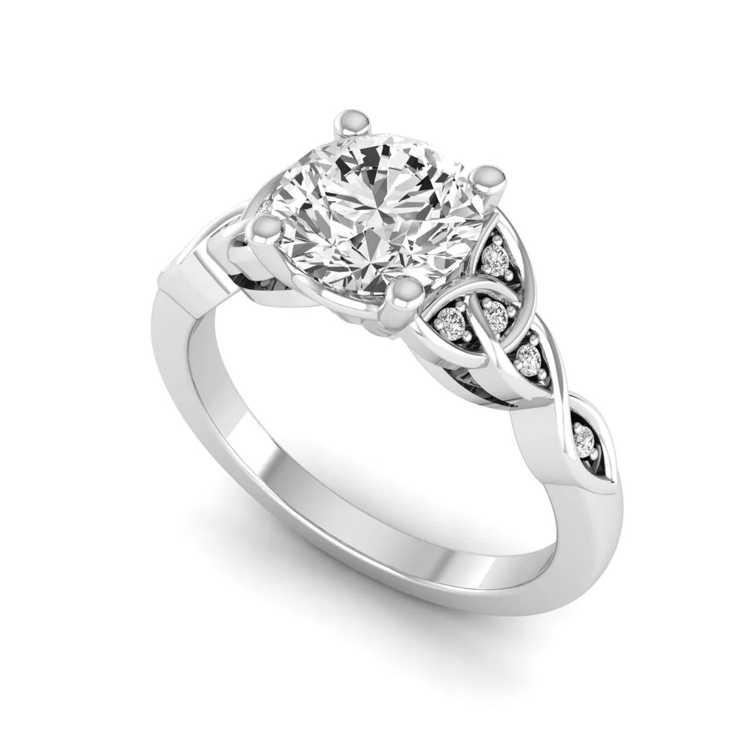OctaPearl 1.5 ct Round Solitaire Lab Grown Diamond Celtic Knot Engagement Ring