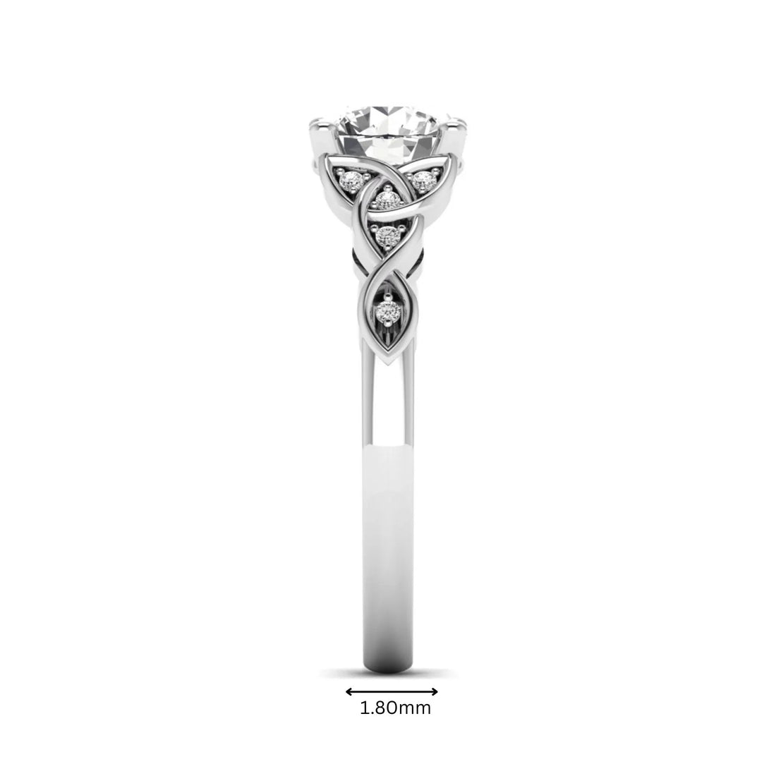 OctaPearl 1.5 ct Round Solitaire Lab Grown Diamond Celtic Knot Engagement Ring