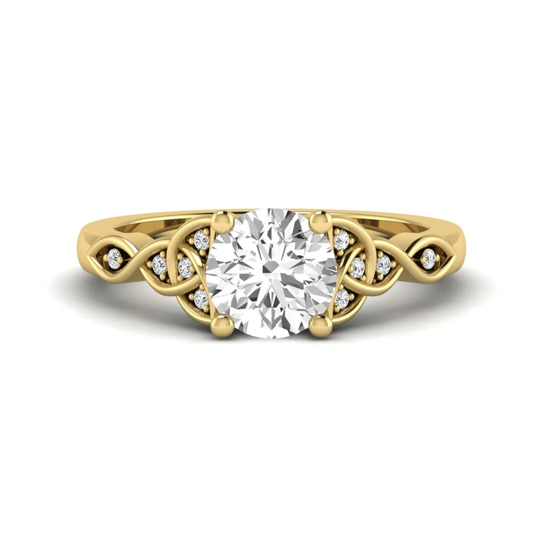 OctaPearl 1.5 ct Round Solitaire Lab Grown Diamond Celtic Knot Engagement Ring