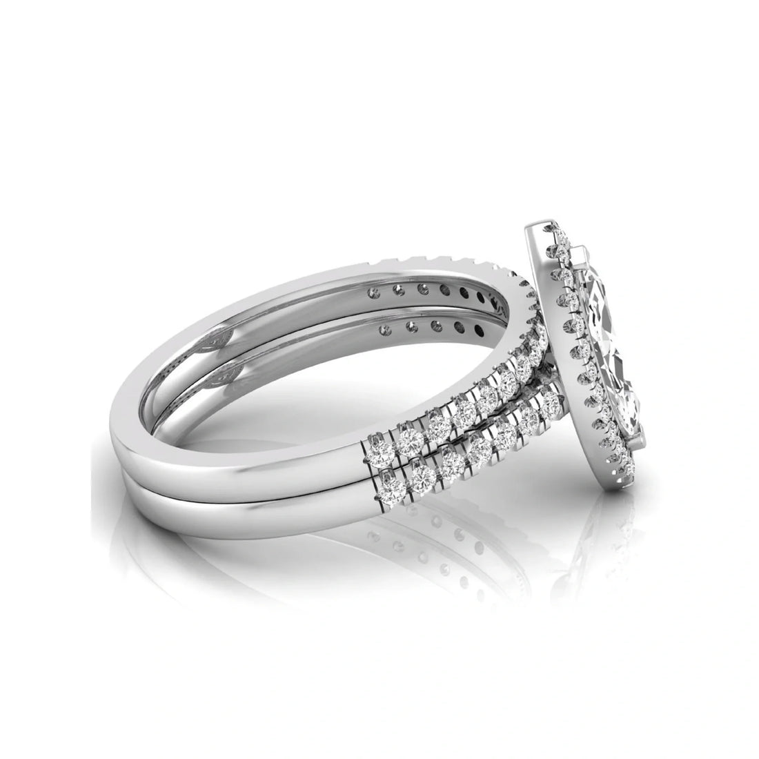 OctaPearl 1 ct Marquise Halo Lab Grown Diamond Bridal Ring Set