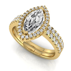 OctaPearl 1 ct Marquise Halo Lab Grown Diamond Bridal Ring Set - alternate view