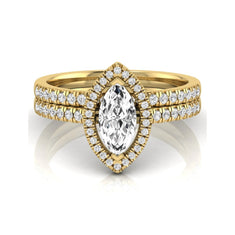 OctaPearl 1 ct Marquise Halo Lab Grown Diamond Bridal Ring Set