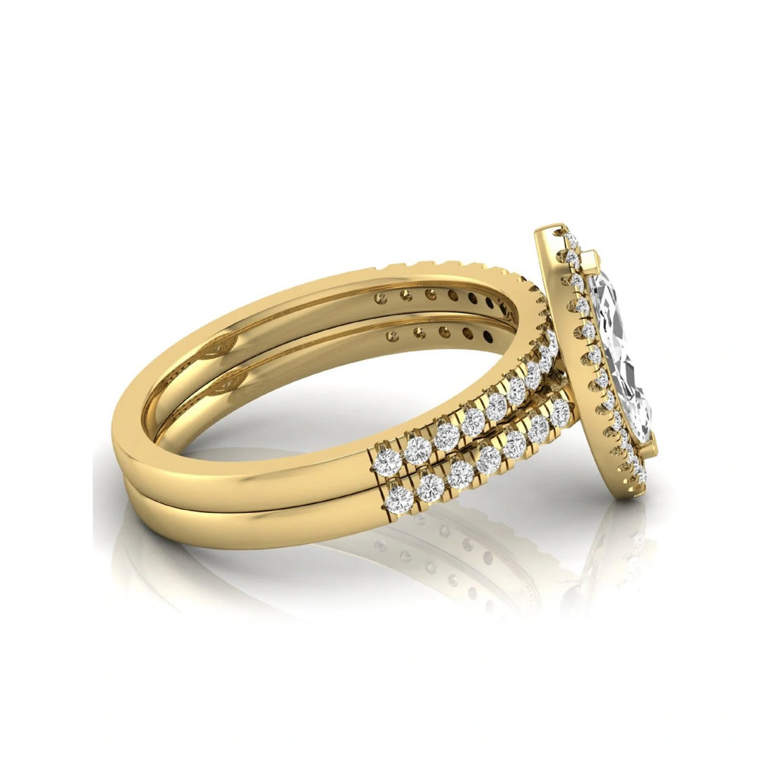 OctaPearl 1 ct Marquise Halo Lab Grown Diamond Bridal Ring Set