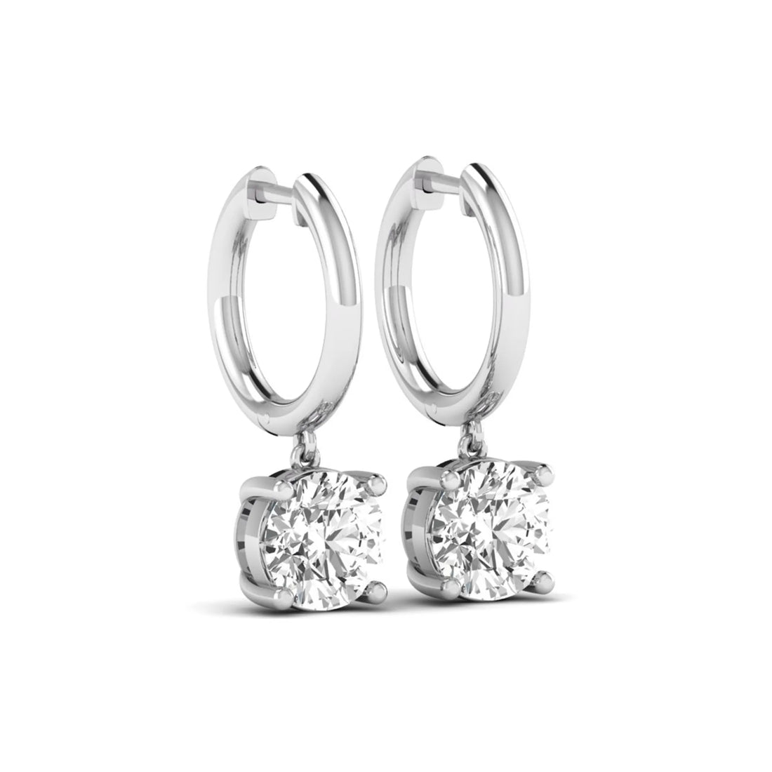 OctaPearl Round Solitaire Lab Grown Diamond Huggie Drop Earrings