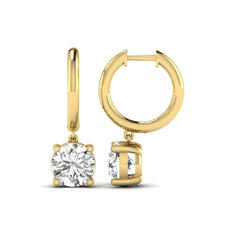 OctaPearl Round Solitaire Lab Grown Diamond Huggie Drop Earrings - alternate view