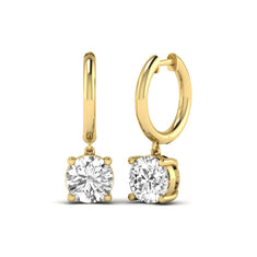 OctaPearl Round Solitaire Lab Grown Diamond Huggie Drop Earrings