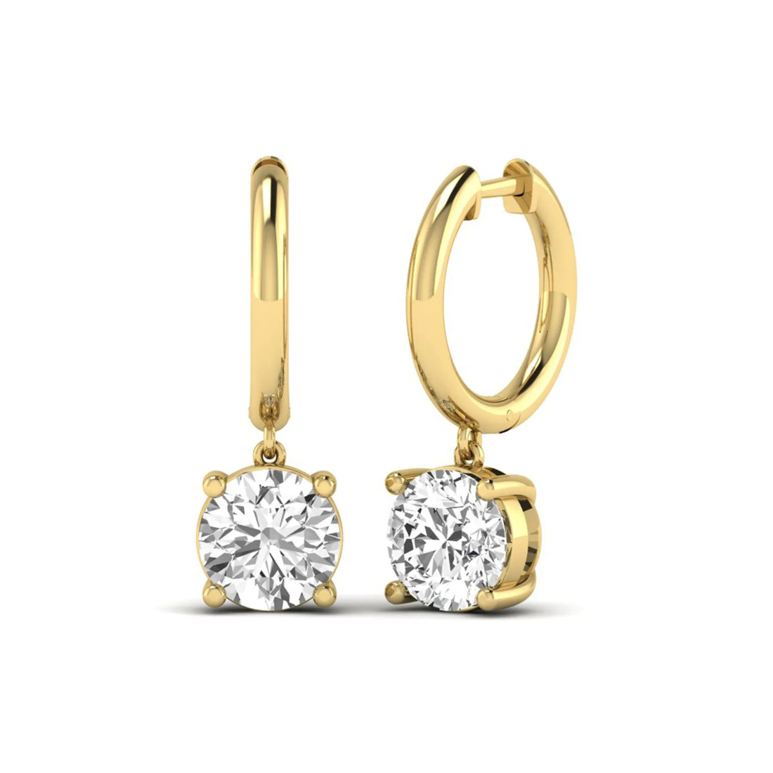 OctaPearl Round Solitaire Lab Grown Diamond Huggie Drop Earrings