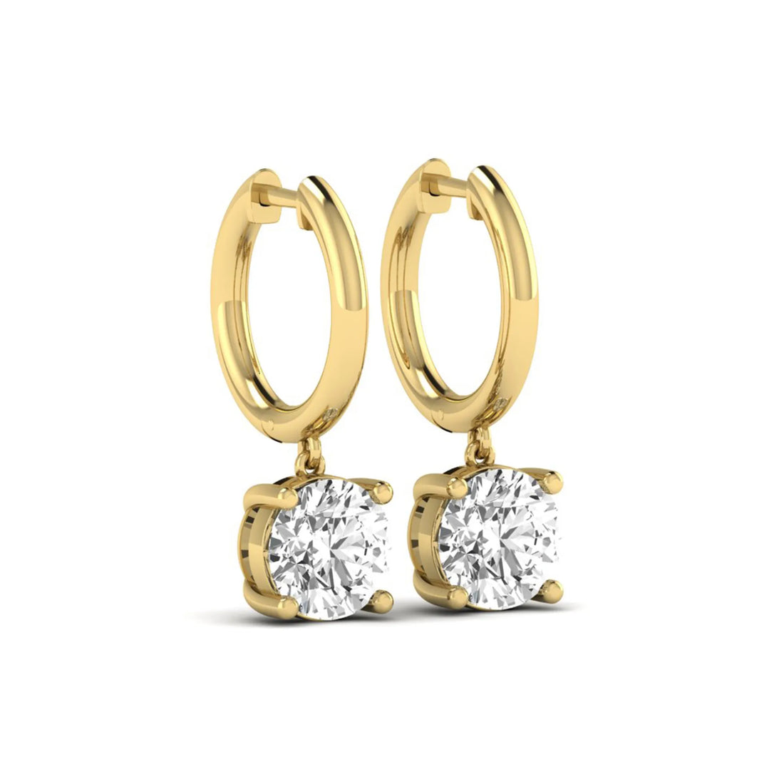 OctaPearl Round Solitaire Lab Grown Diamond Huggie Drop Earrings