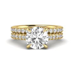 OctaPearl 3 ct Round Solitaire Lab Grown Diamond Pavé Bridal Ring Set