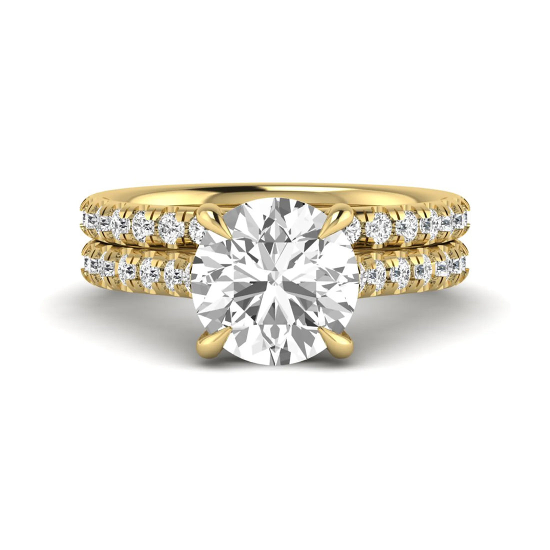 OctaPearl 3 ct Round Solitaire Lab Grown Diamond Pavé Bridal Ring Set
