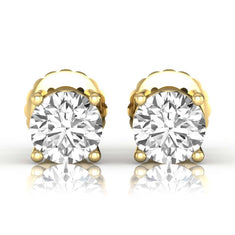 Round Solitaire Lab Grown Diamond Stud Earrings - alternate view