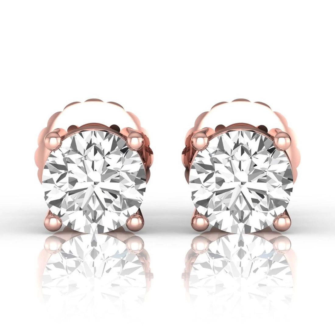 OctaPearl Round Solitaire Lab Grown Diamond Stud Earrings