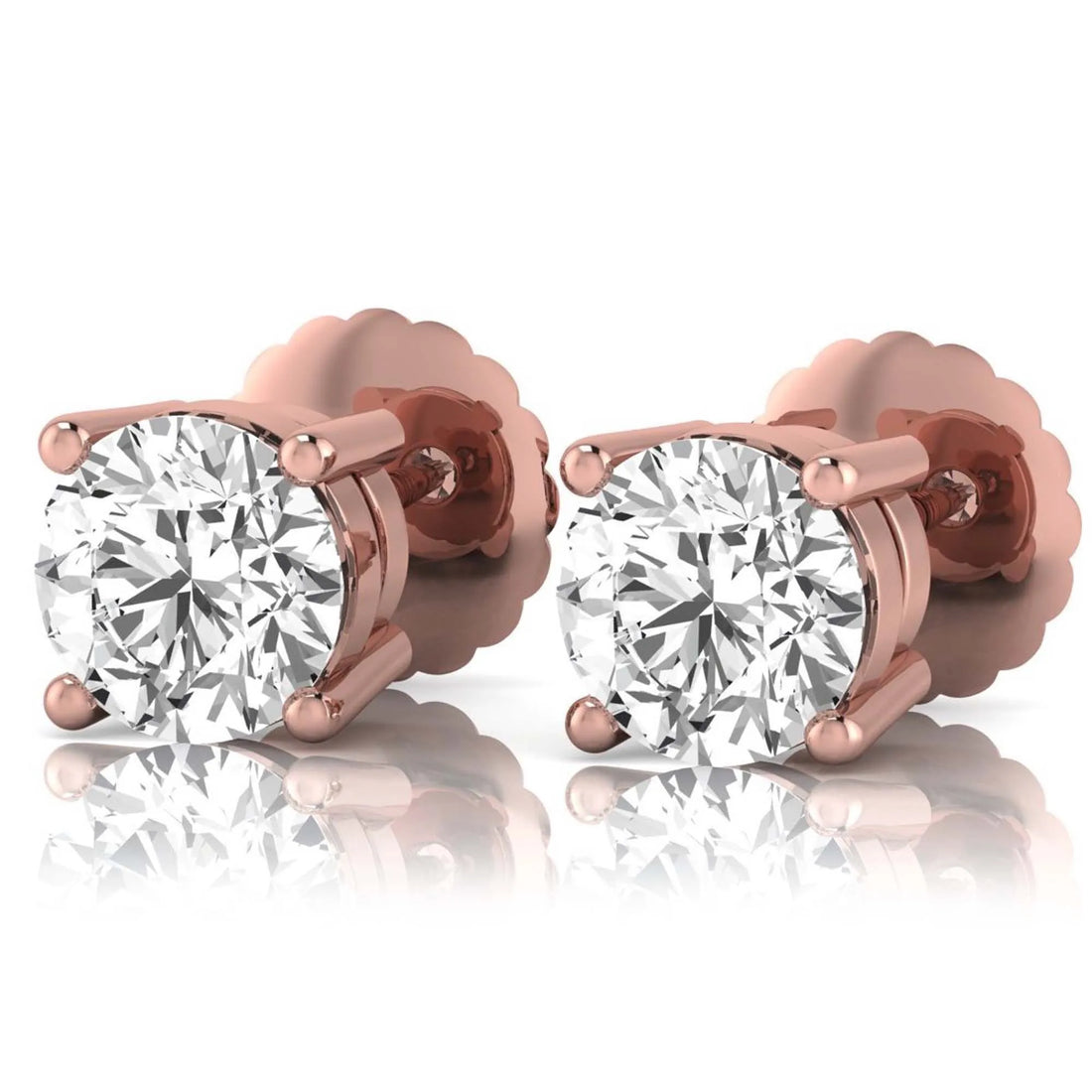 OctaPearl Round Solitaire Lab Grown Diamond Stud Earrings