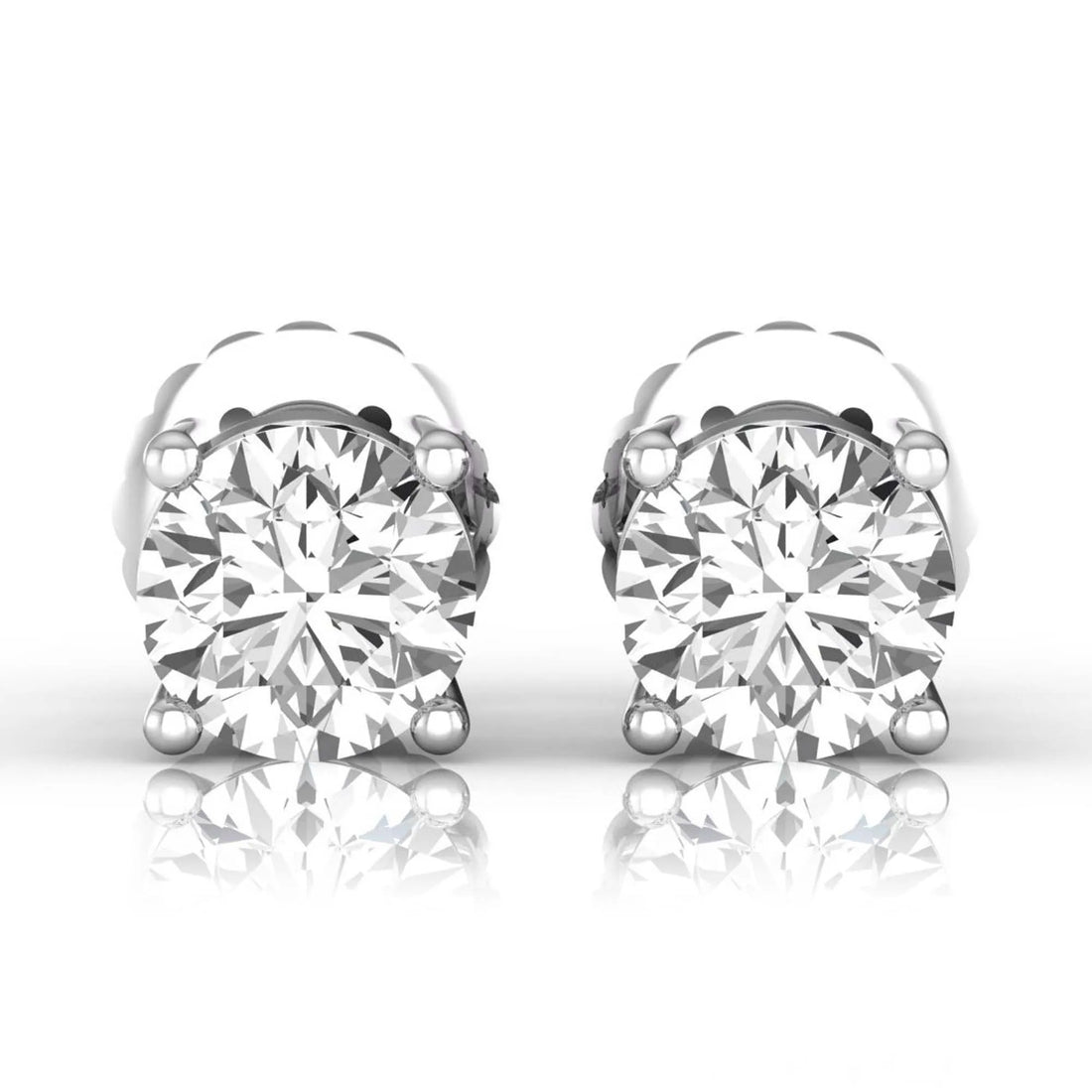 OctaPearl Round Solitaire Lab Grown Diamond Stud Earrings