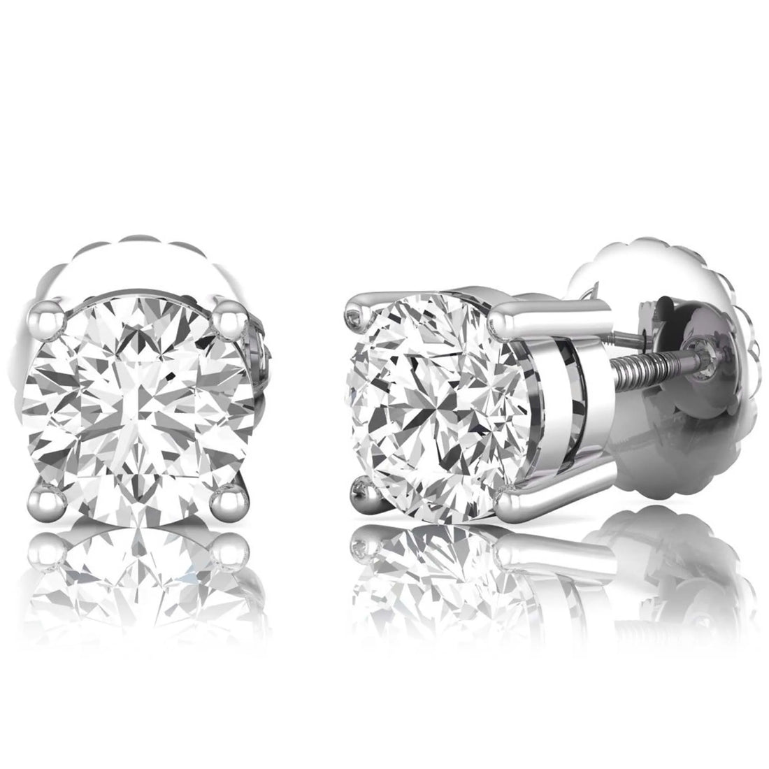 OctaPearl Round Solitaire Lab Grown Diamond Stud Earrings
