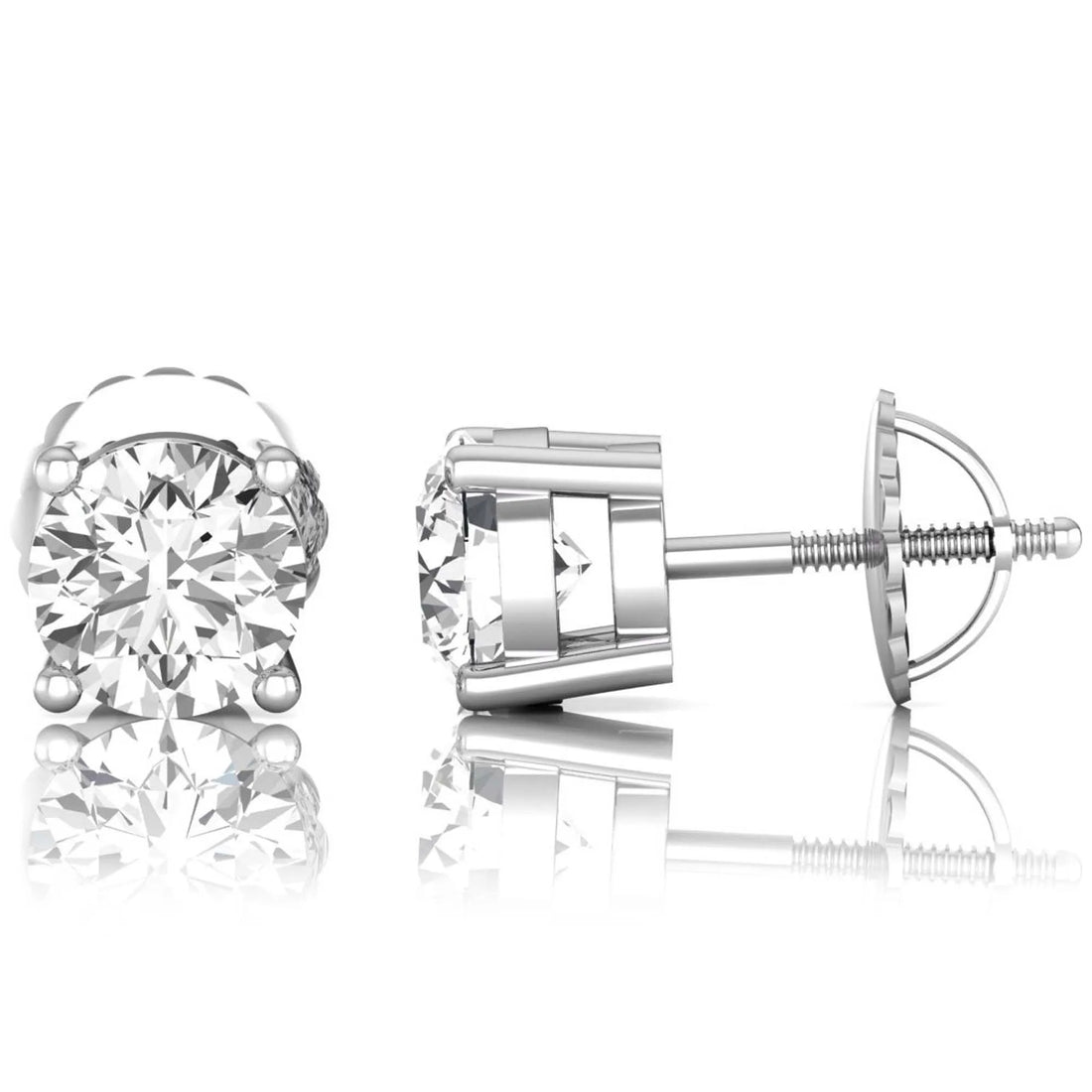 OctaPearl Round Solitaire Lab Grown Diamond Stud Earrings